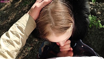 Public blowjob to my stepbrother - He cum in my mouth and I swallowed everything :)