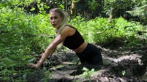 SweetLana got stuck in swamp, wetlook, girl stuck in mud, girl sinking in swamp, boots in mud, messy girl, girl got stuck in swamp fully clothes