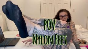 Nylon Foot Worship POV – New Foot Slave Takes a Deep Whiff | Mistress Mercy Rage