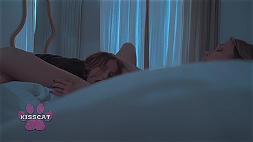 Oops... Step son accidentally cum in step mom after fucked step sister Polly Yangs in shared bed at night in hotel room