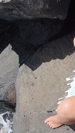 Unexpected Cumshot on the Face of a Nudist on the Beach! Cuckold Husband...Lover Marked Her   Clip 1