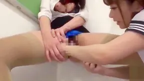 Japanese lesbian teacher dominates shy Asian teen - clothes off'skin on!