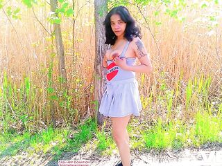 Marvelous MIDGET BLACK Exhibitionist Wife Outside Public Bike Trail MINI PETTICOAT Pov Up Petticoat