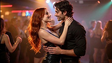 beautiful young redhead dances all night with a stranger and they end up fucking in the vip of the disco