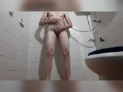 Gay Latino Amateur With 22cm Big Cock Masturbates In Showe