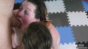 2 girls cellophane-wrapped for extreme facefuck + spit fun