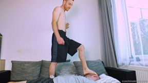 Hot Barefoot guy Karl foot trampling