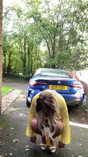 Sexy kellycd2022 in yellow see thru dress and heels   Clip 3