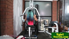 Busty Ebony Solo Workout: Tugging, Jerking, and Pissing!