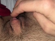 FTM trans boy plays w cock in bed - ruins orgasm for master 1:22