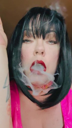 Pink PVC &amp; A New Collar! BBW Tina Snua Smokes A Winston Cork 10 Cigarette - Smoking Smoker Shiny
