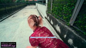 Agent with fan girl in mall - POV sloppy blowjob & swallow cum