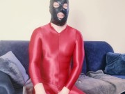 Spandex Fetishist Fucking His Ass with Anal Dildo in Zentai Suit