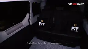 Curvy redhead gets fucked in public van