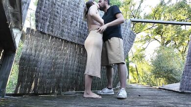 Hot wild anal in a hunting cabin MILF deep throat wild outdoors