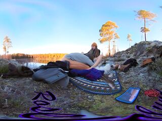 Sex on a reindeer skin next to a forest lake - RosenlundX - VR 360 - 5,7k 30fps