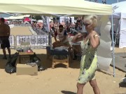 Flashing at competitions on a public beach