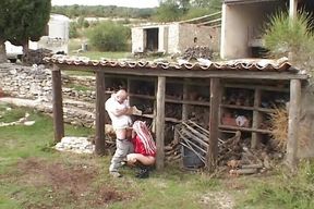 Attractive French Hoe Takes on Two Fat Dicks in an Outdoor Anal Threesome