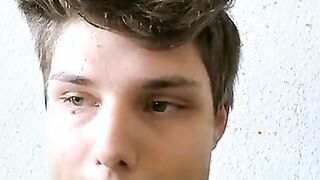 Cucumber anal play and masturbation with a twink.