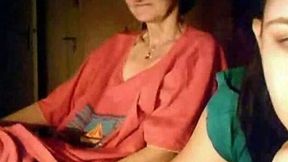 Webcam show by me and my sassy time worn grandma