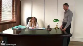 Sultry Cowgirl With Specs Gets Smashed Hard at Her Office Desk