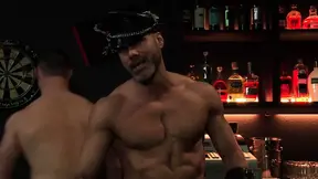 4 Raging Stallion Hunks Suck Dick at the Leather Bar!