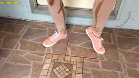 ami mercury pissing flesh colored leggings tights omorashi