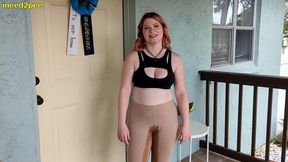 ami mercury pissing flesh colored leggings tights omorashi