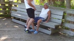 Daddies Have Outdoor Fun in Public Park