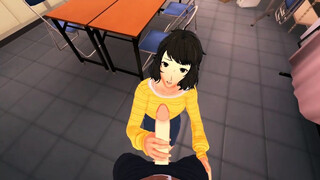 Hot teacher Sadayo Kawakami deep throats cock and swallows cum - Persona 5 Hentai.