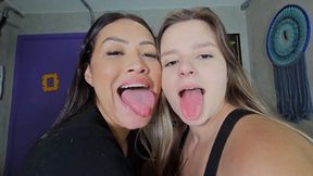 SUPER KISS FROM TWO WOMEN WITH BIG TONGUES - BY KIARA AND GABRIELA BLOND - FULL VIDEO