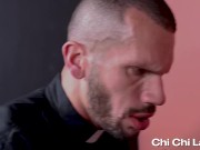 Athletic black gay AJ Sloan barebacked by hunk Marco Lorenzo