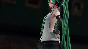 Miku Hatsune Undress Dance Hentai Pussy Plug Toy Reversible Campaign Song MMD 3D Green Hair