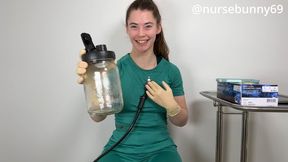 Drinking Water with Stethoscope Over Heart and Throat 1080p