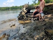 Horny thick ass wife creampied fucking in the mud