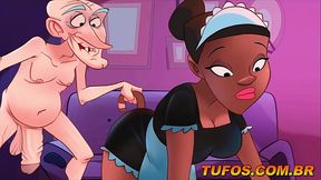 Petite's tight pussy struggles with old man's huge cock in controversial cartoon
