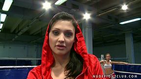 Sexy brunette Aletta Ocean goes against redhead Kissy on the boxing ring