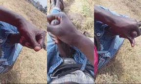 PUBLIC BIG BLACK COCK JERKED GUSHING CUM OUTDOORS
