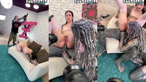 a second camera secrets tattooed body girl teased in photoshoot before tatttooed man wild anal ride & ass to mouth feast
