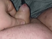 Chubby ruined orgasm on his pants