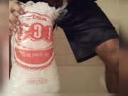 Edging Big Dick and Showing Asshole before taking Ice Bath