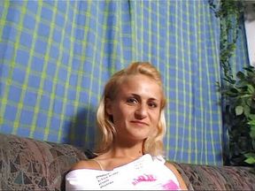Blonde teen at casting showing her small tits