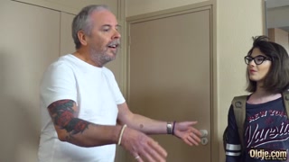 Beauty with glasses fucked hardcore by grandpa