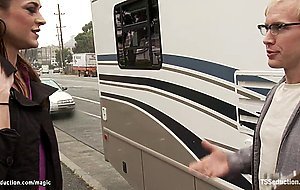 Shemale dominating man in the camper