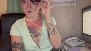 secretary gets mouthful of cock from boss (pov blowjob with cornball dirty talk)