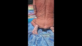 Beach fun stretching my hole with my huge black dildo