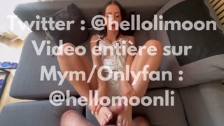 French teen does a foot job and gets cumshot on her feet