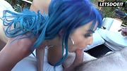 Blue-Haired Babe and Brunette Give the Messiest Tag Team Head