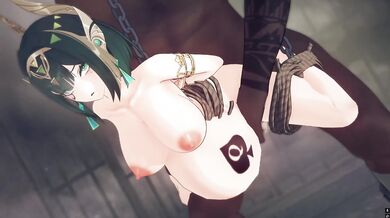 原神　ネフェルボテ腹BBC　宙吊りセックス