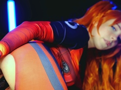 Redhead teen dildofucked and toyed in ass
